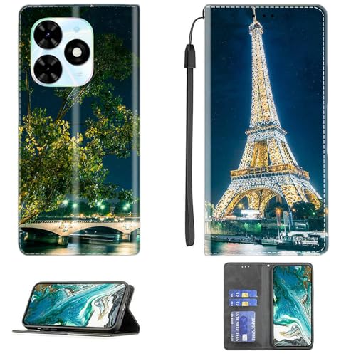 Aroepurt Case Compatible for Tecno Bg6 Phone Case Cover PU Leather Kickstand Magnetic Wallet Case CPT33