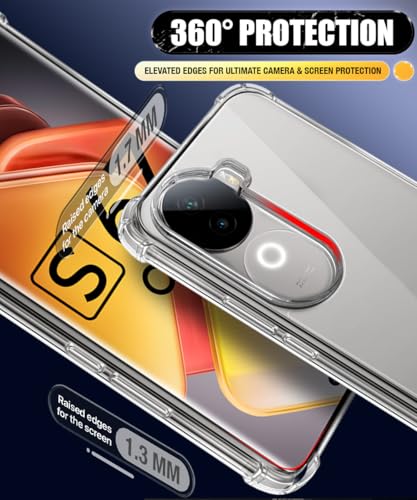 Image of WOW IMAGINE Ultra-Hybrid Crystal Clear Back Case for iQOO Z9s 5G | Vivo V40e 5G | Shockproof Design | Camera Protection Bump | Hard Clear Mobile Back Cover with Cushioned Edges - Transparent