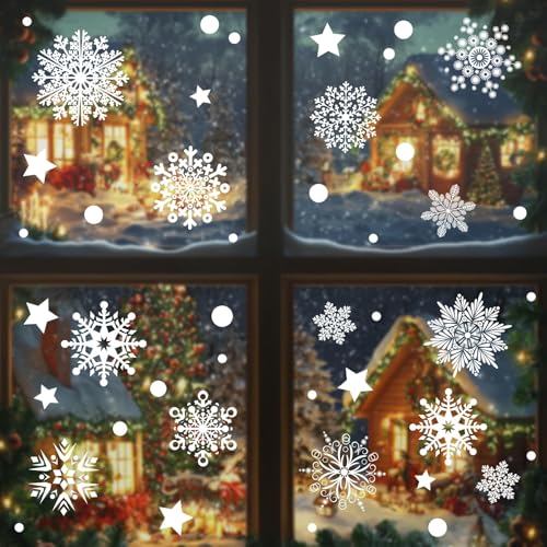 AHEONLAR Stickers Navideños de Copos de Nieve 142 Unidades miniatura 5
