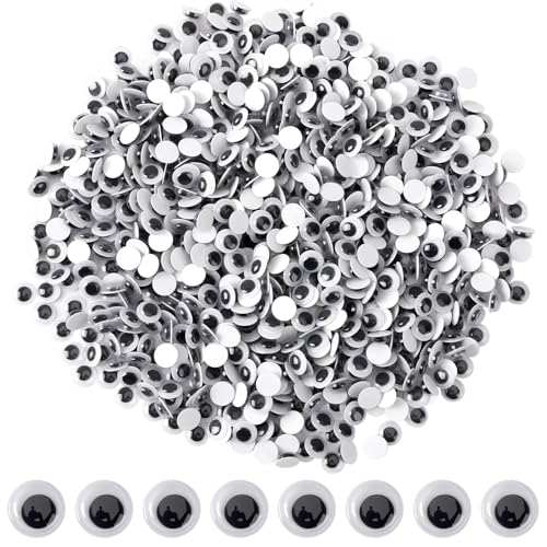 UPINS 1000 Pieces Wiggle Eyes Self Adhesive Craft Sticker Eyes Black White Googly Eyes for DIY Crafts Decoration (10 mm)