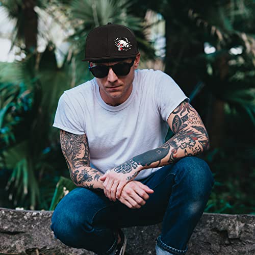 Flat Bill Hat For Men Rock N Roll Caps Hip Hop Hats Classic Skull Earphone Black Snapback Hats For Boys Teen Flat Brim Adjustable Baseball Cap Snap Backpack Dj #TOP3