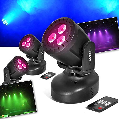 Pack de 3 Jeux de lumières Lytor WASH 3 type Lyre effet WASH à LEDs 3x4W RGB + UV + Télécommande