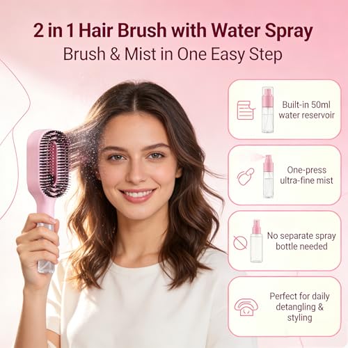2-in-1 Manual Detangling Hair Brush with 50ml Spray Bottle(1Purple) by PlurrShye - Used condition - Image 2