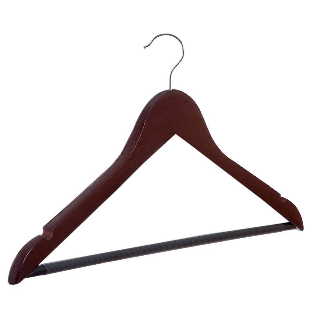 COM-FORT HOUSE | Pack 40 Perchas de Madera Antideslizantes | Color Caoba | Diseño Fino y Elegante | Madera Maciza | Percha Ideal para Trajes | Gancho de Acero Inoxidable Giratorio |