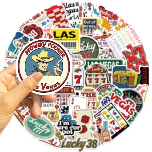 Image of 50Pcs Las Vegas Stickers, Cute Nevada Las Vegas City Waterproof Vinyl Laptops Decorative Decals, WLJIAO Kids Girls Water Bottles Luggage Journal Phone Guitar Party Gift Graffiti Sticker Pack