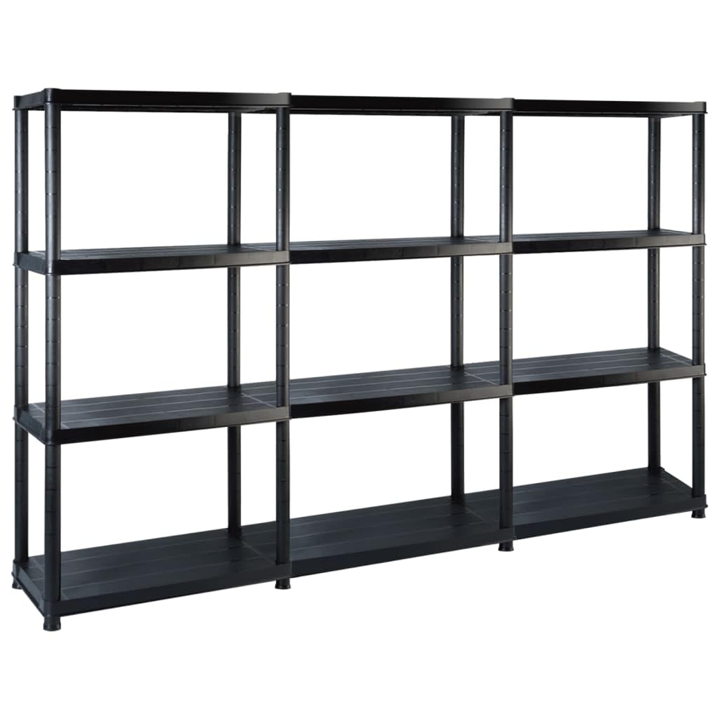 Générique Étagère de Rangement à 4 Niveaux Noir 183x30,5x130 cm Plastique,Entreprise & Industrie,Stockage Industriel,Étagères industrielles,Noir,9 KG,3059855