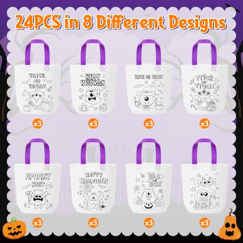 Image of 24Pcs Halloween Monster Coloring Goodies Bags for Kids DIY Party Supplies