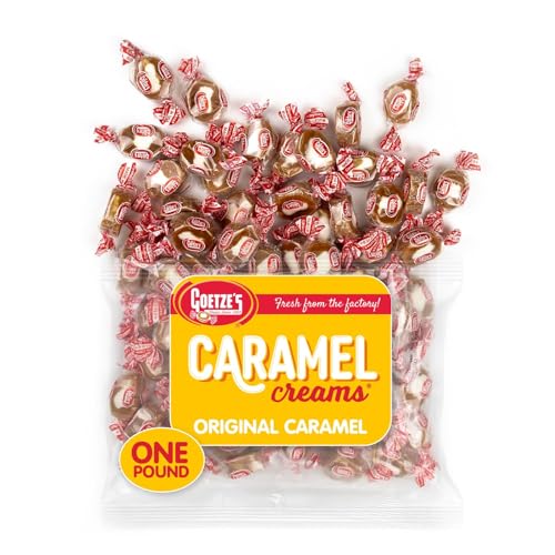 Vintage Candy Box Goetze's Candy Vanilla Caramel Creams - 1 Pound Bag (16 Ounces) - Fresh from the Factory