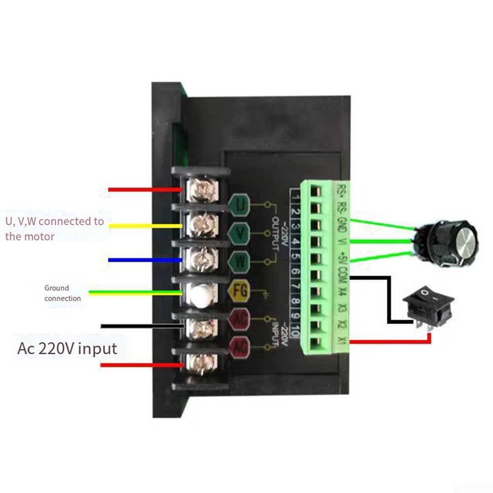 Inverter monofase a trifase per motori, 750/1100W, ingresso 220V, uscita 220V, funzioni di protezione multiple (UX-1.1KW)