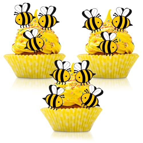 Set 50 Pezzi Decorazione Api a Doppio Strato per Cupcake e Compleanno - per Bambini, Ragazzi e Ragazze