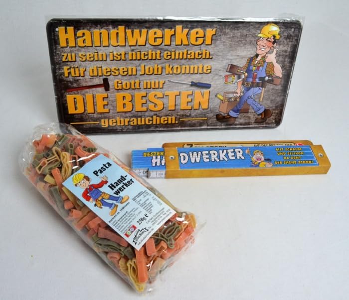 Generisch Geschenkset Handwerker-Nudeln Blechschild Zollstock
