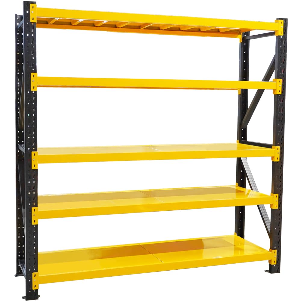 Amazon｜KIKAIYA スチールラック 5段 ボルトレス イエロー×ブラック