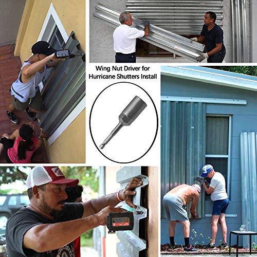 Pagow 5Pcs 1/4" Hex Shank Upgraded Large Slotted Hurricane Wingnut Driver - Wing Nut Drill Bit Socket Tool For Panel Wing Nuts, Screws Eye C Hook & Q-Hanger, Steel #TOP3