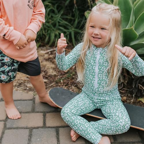Sunguard Swim - Logan - Swim Leggings Kids, Toddlers, Baby Girl - Built in SPF UPF50+ Girls Swim Pants - Full Protection Swimming Pants for Girl Kids - Green Hibiscus, M (8/9)4