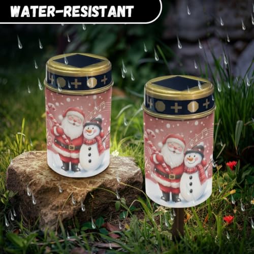 Image of Christmas Solar Memorial Lights for Graves 2 Pcs | Christmas santa outdoor flameless candle lamp, waterproof solar eternal lights for grave memorial gift