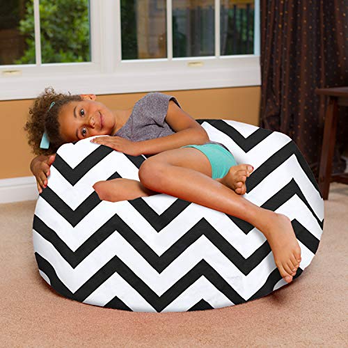 Posh Beanbags Bean Bag Chair, Large-38in, Canvas Chevron Black and White - Image 5