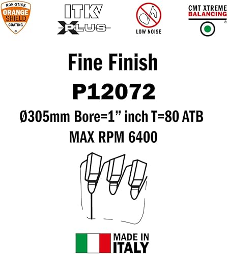 Miniatura 3 de CMT P12072 ITK Plus Hoja de sierra de acabado, 12 x 72 dientes, 10 ATB+cizalla con orificio de 1 pulgada