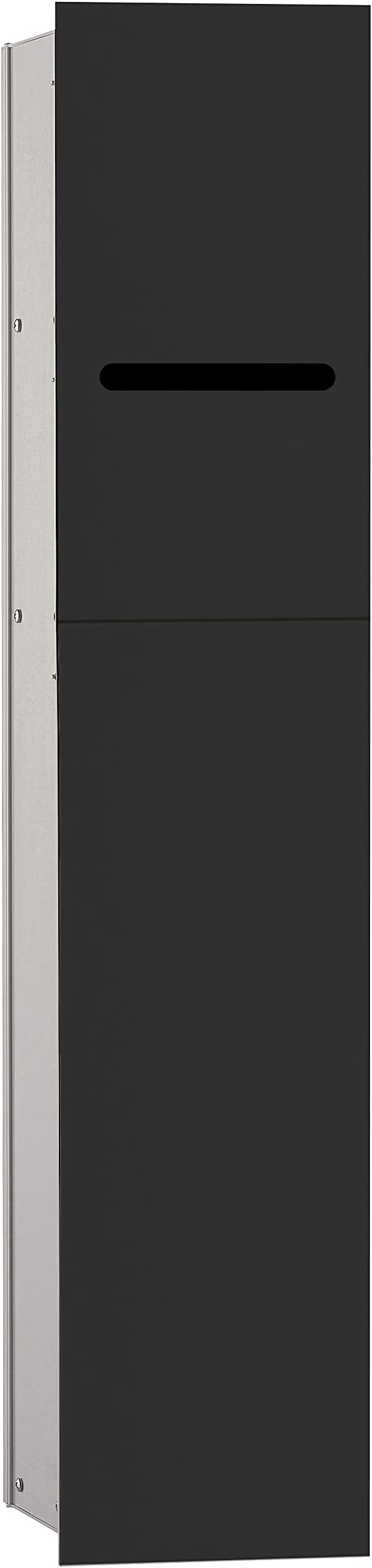 EmcoEmco ASIS 2.0 Flush-Mounted Cabinet Module for Toilet Brush Set, Bathroom Cabinet with Toilet Roll Holder and Extra Compartment, Tall Cabinet with Push to Open Function, Black