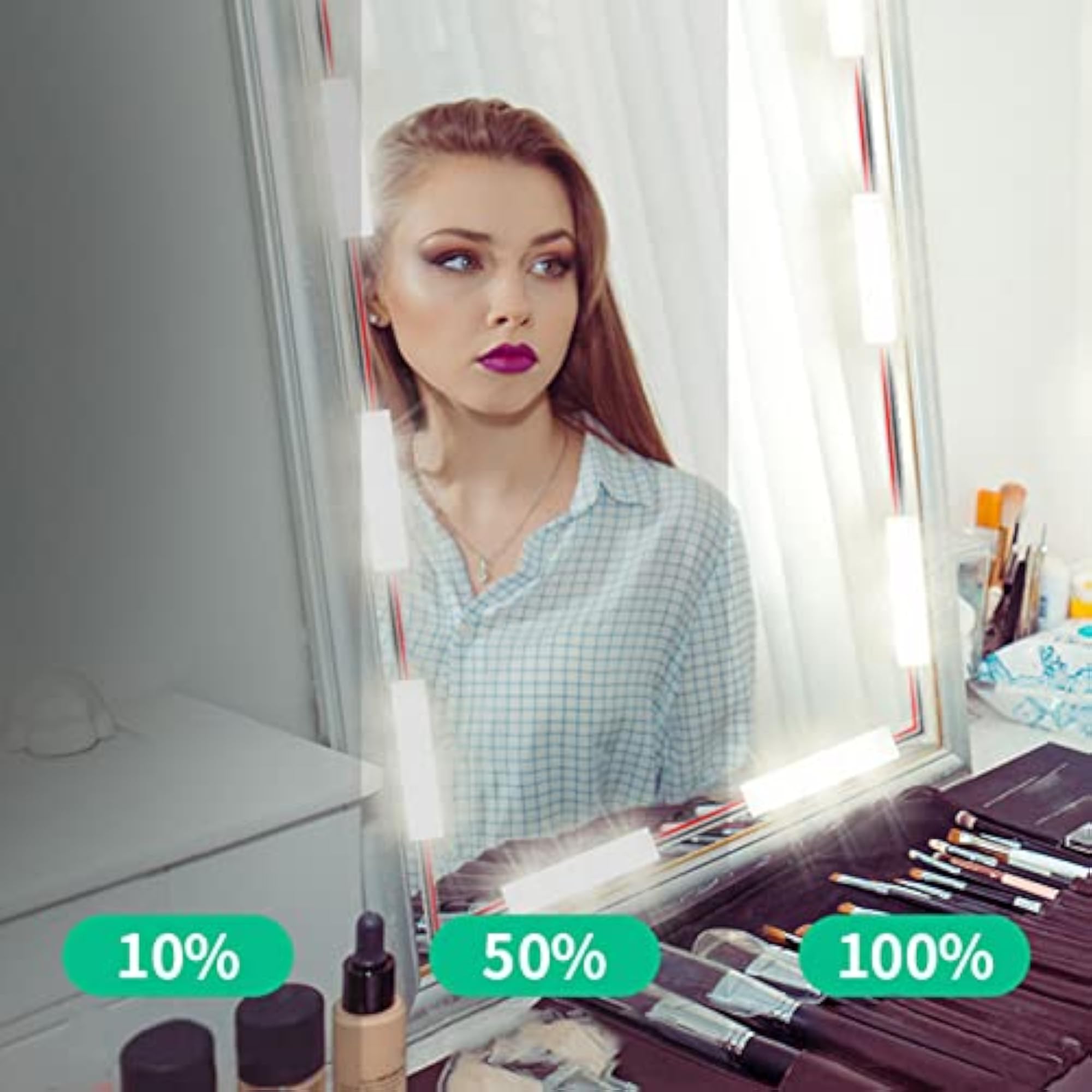 10 PCS LED Makeup Mirror Lights, Dimmable Touch Control