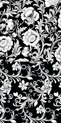 Image of 8 inchx 8 inch 50pcs Cotton Fabric Squares for Sewing Quilting Supplies-B&W Floral | Good quality fat quarters fabric bundles 100% cotton beautiful patterns fabric squares perfect for quilting projects