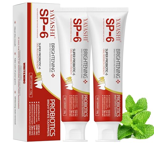 YAYASHI SP-6 Probiotic Whitening Toothpaste Advanced Formula with 6 Probiotics for Brighter Teeth & Healthier Gums Enamel-Friendly Fresh Peppermint Long-Lasting Clean