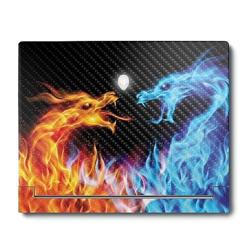 Image of MightySkins Carbon Fiber Skin Compatible with Alienware X16 R1 (2023) Full Wrap Kit - Dueling Dragons | Protective, Durable Textured Carbon Fiber Finish | Easy to Apply | Made in The USA