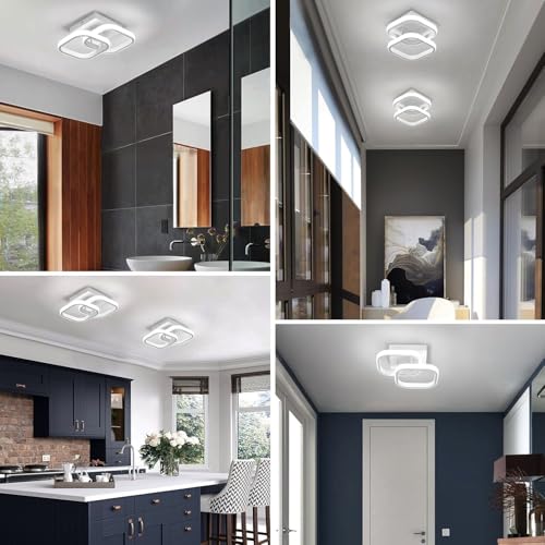 Image of Groeien 22W | 3 Color Modern LED Twin Loop Ceiling Lamp for Entrance Hallway Office Bedroom Kitchen Living Room Ceiling Light Lighting Fixtures(Warm+Natural+Coolwhite)(Twin Loop, 1, Count)