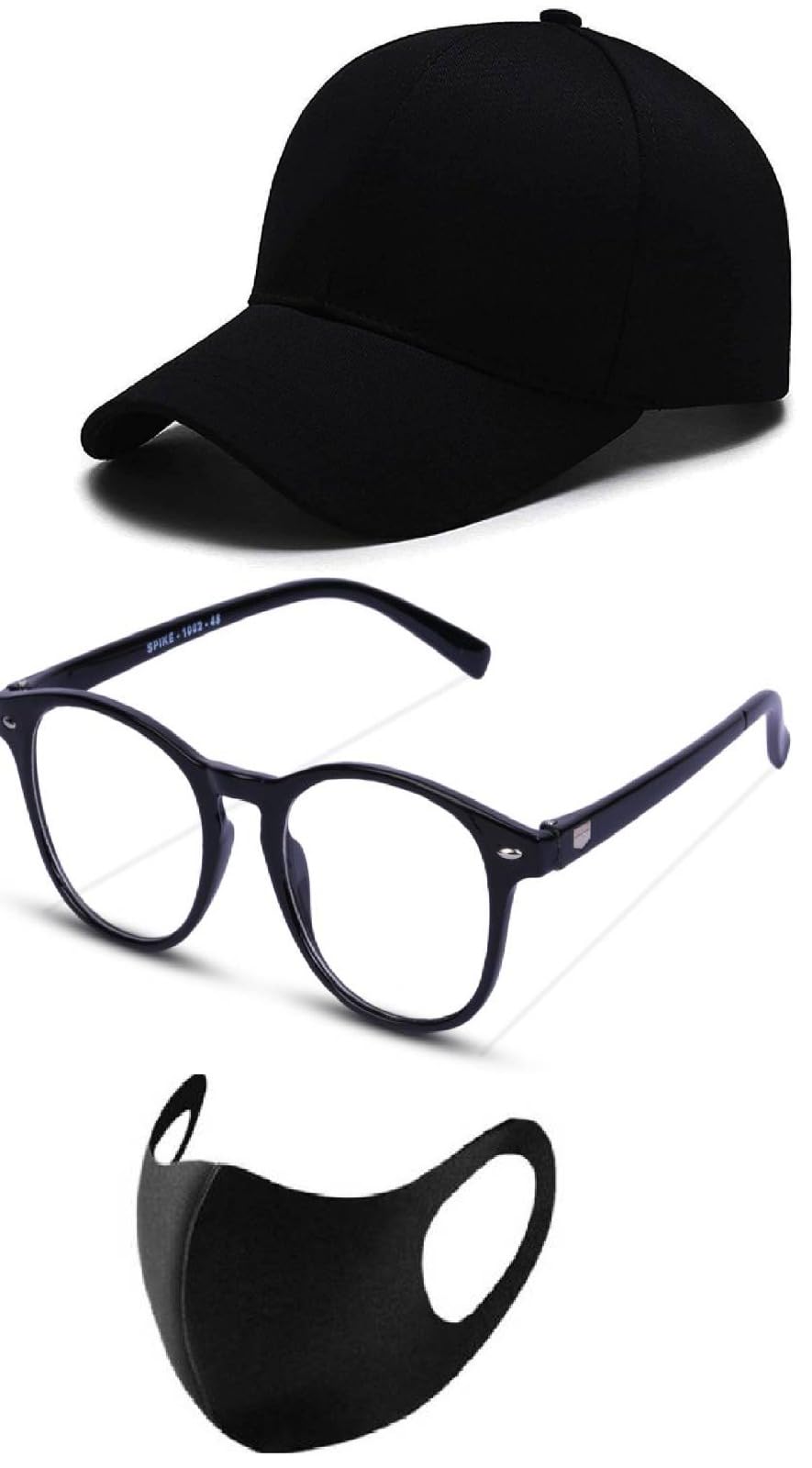 Giffemans Men and Women's Cotton Plain Combo Pack of 3 Offer (Cap, Sunglass, Black Mask) Summer Accessories-picture-40