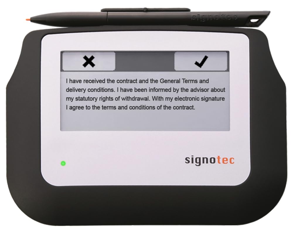 signotec Sigma Unterschriftenpad 4" Monochrome-LCD Hintergrundbeleuchtung Hochauflösender Stiftsensor 1.024 Druckstufen 500 Hz Abtastrate RSA-Verschlüsselung USB