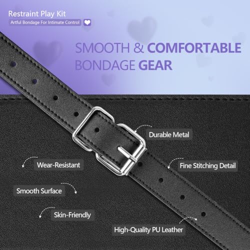 Image of BDSM Bondage Sex Collar Restraint Set, PU Leather Neck to Wrist Harness with Adjustable Handcuffs & Nipple Clamps,Kinky Sex Toys for Couples Role Play & Beginners