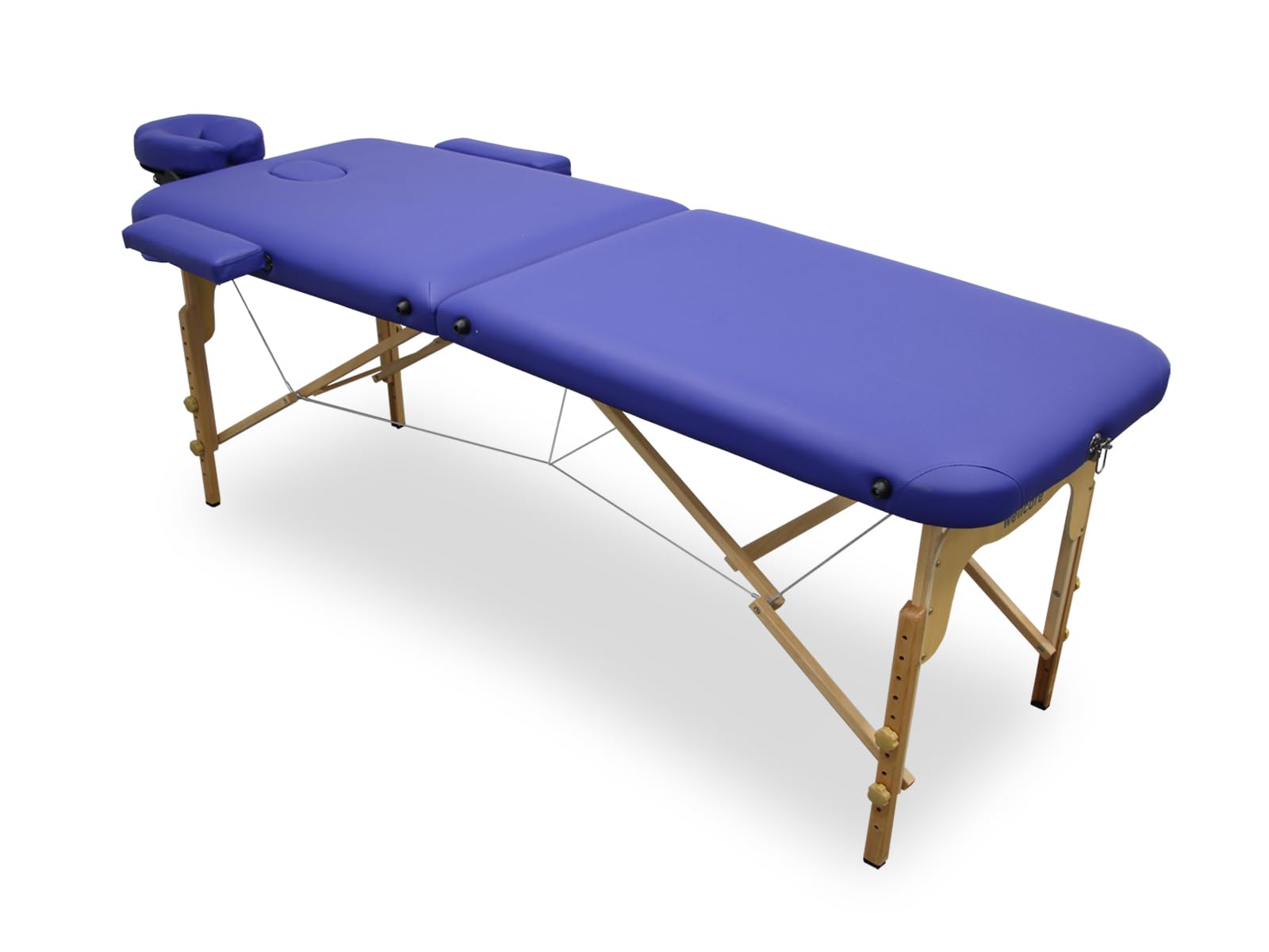 QUIRUMED Camilla de Masaje Plegable WELLCORE, Fabricada en Madera, Polipiel, 185 x 65 cm, Altura Regulable, Cabezal extraíble, Dos Brazos de ampliación, Agujero Facial, Color Blanco, hasta 225 kg