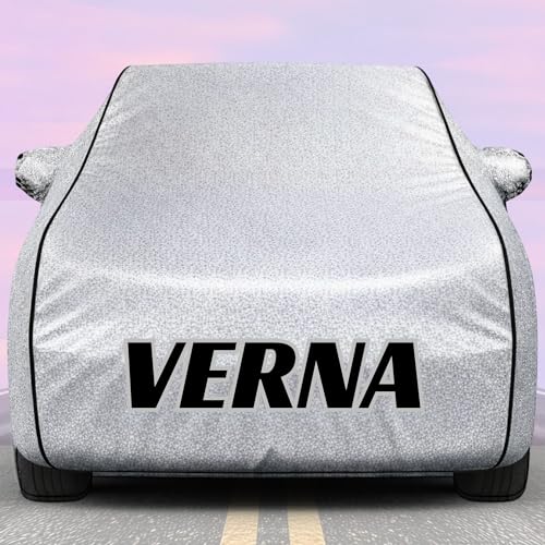 Image of Kings of Cover New Silver 100% Waterproof Verna Car Cover | Polyester Car Body Cover for Rain & Sun | UV Protection, Dustproof, Scratch Resistant, Windproof, Heat Resistant, Custom Fit