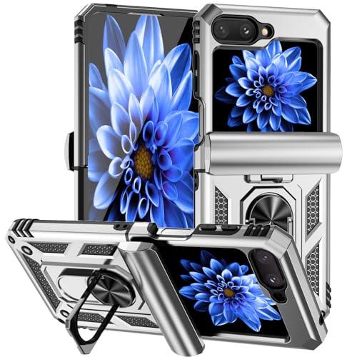 Coque Samsung Galaxy Z Flip 7FE argent silicone rigide avec anneau