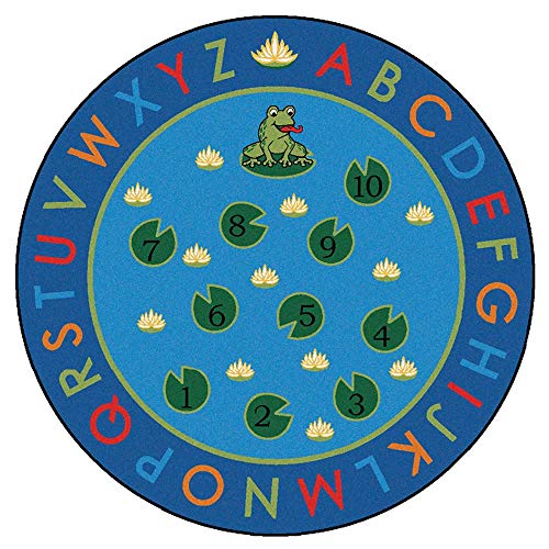 Carpets for Kids 2406 Literacy Hip Hop to The Top Classroom Counting Kids Room Rug 6ft Round Blue