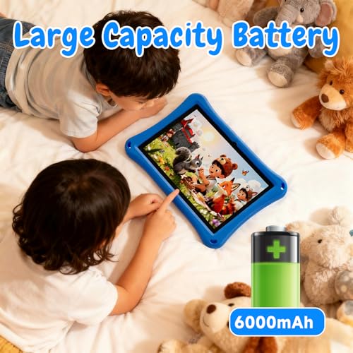 Image of Kids Tablet, 10.1 inch Android Tablet, 12GB+64GB, 1TB Expandable, 5G WiFi 6, BT 5.0, Quad-Core, 6000mAh, Dual Camera, AWAWA Parental Control Mode, Blue Light Eye Protection Screen with Case.