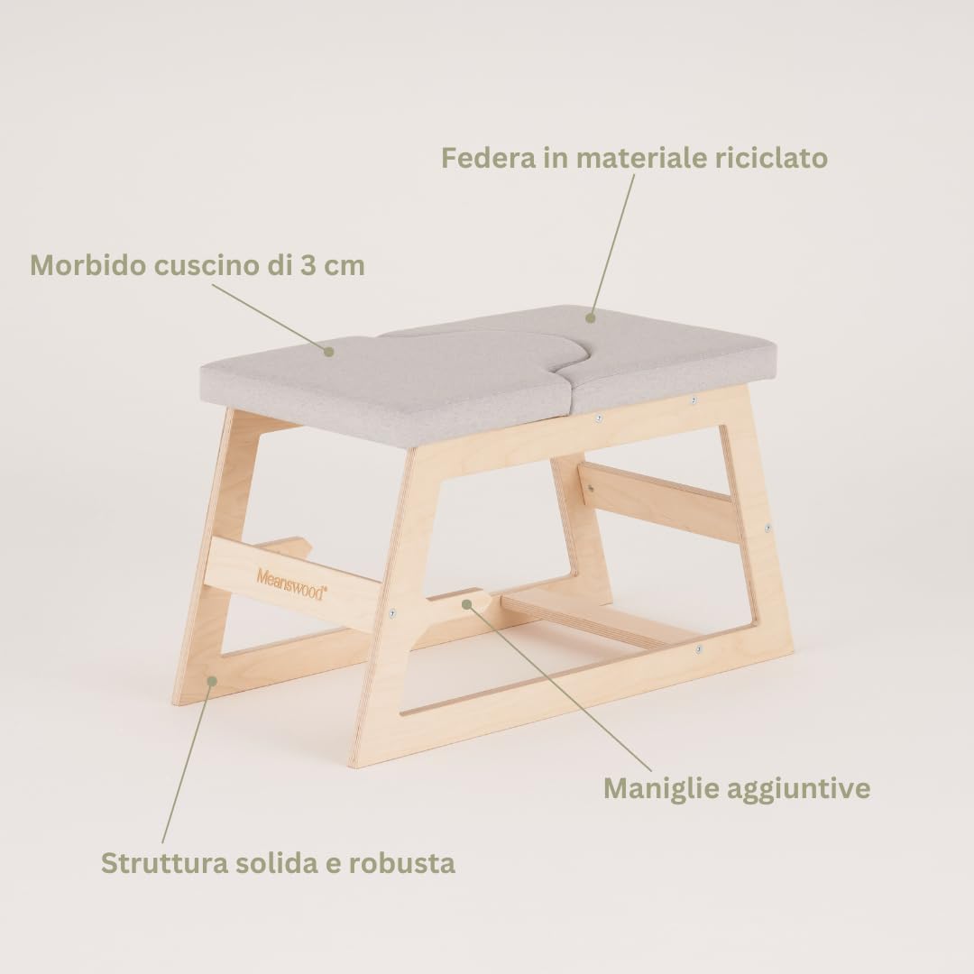 Meanswood Panca Inversione Yoga in Legno – Sedia Yoga per Posizioni Inverse, Yoga e Fitness – Supporto per Sirsasana, Pose Inverse a Testa in giù (Versione Naturale)