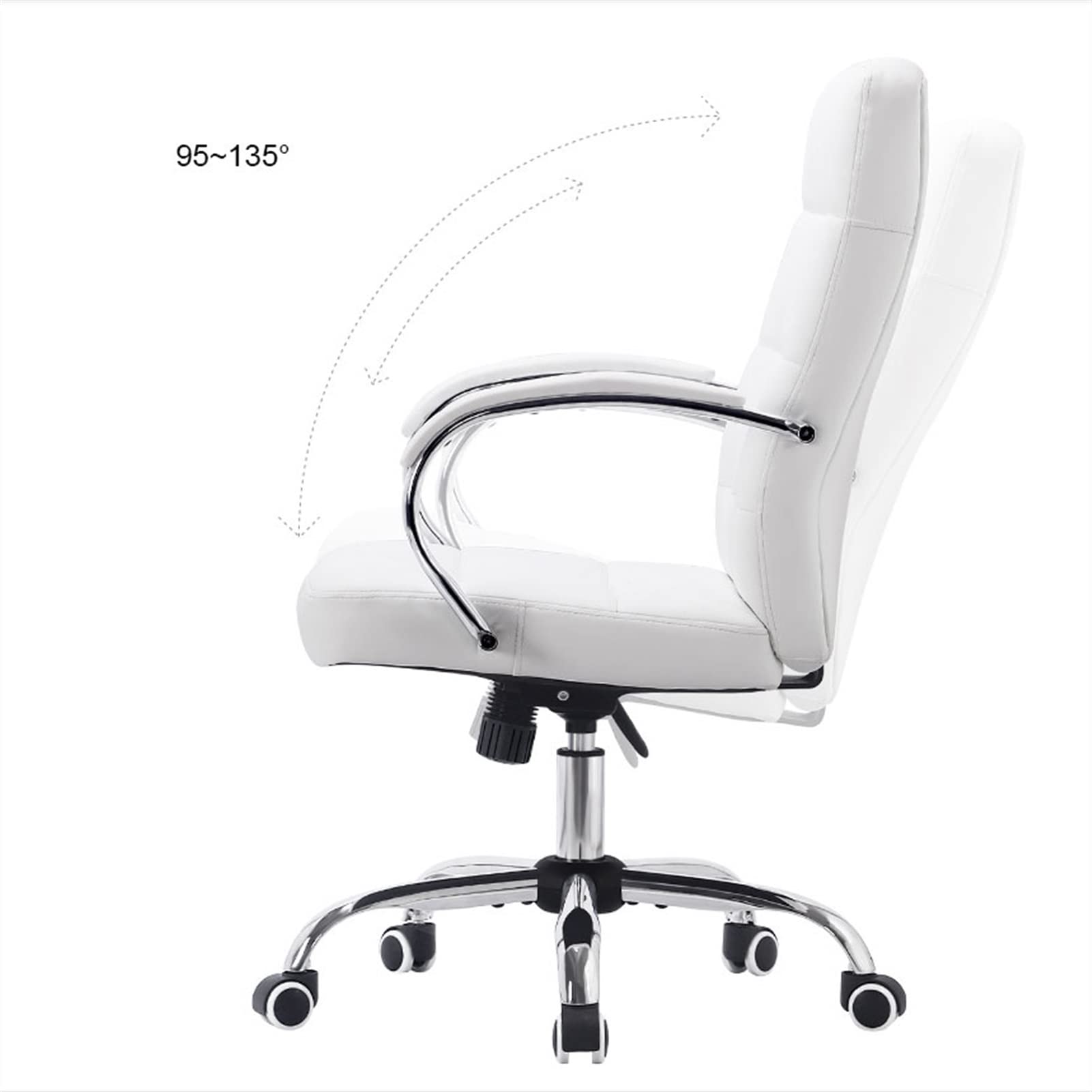 krzesło biurowe Ergonomiczne krzesło biurowe Krzesło biurowe z wysokim oparciem — białe/czarne Obrotowe krzesło biurowe LeatherSoft — krzesło obrotowe (Color : White)