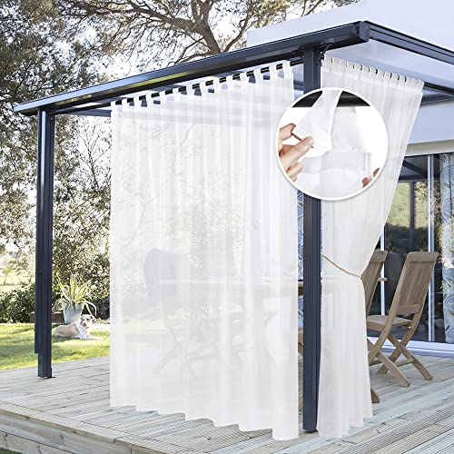 PONY DANCE Rideaux d'Extérieur - Blanc Rideau Voilage avec Pattes, Draperies Imperméable...