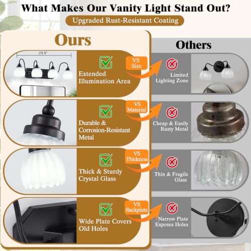 Image of Vintage Bathroom Light Fixtures,4 Light Milk White Crystal