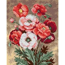 Wizardi Gobelin Canvas for halfstitch Without Yarn Bouquet of Poppies 2214H Orchidea