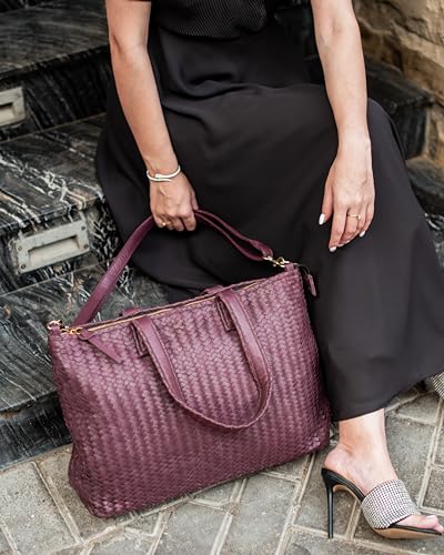 Image of Jild Hobo Style Woven Bag for Women - Soft Handmade Genuine Leather Work Tote Bag - Cross Body Womens Purse