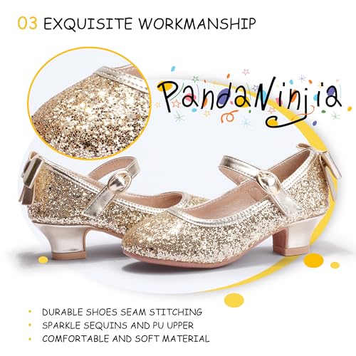 Image of PANDNAINJIA Girls Dress Shoes Toddler Heels Mary Jane Pumps