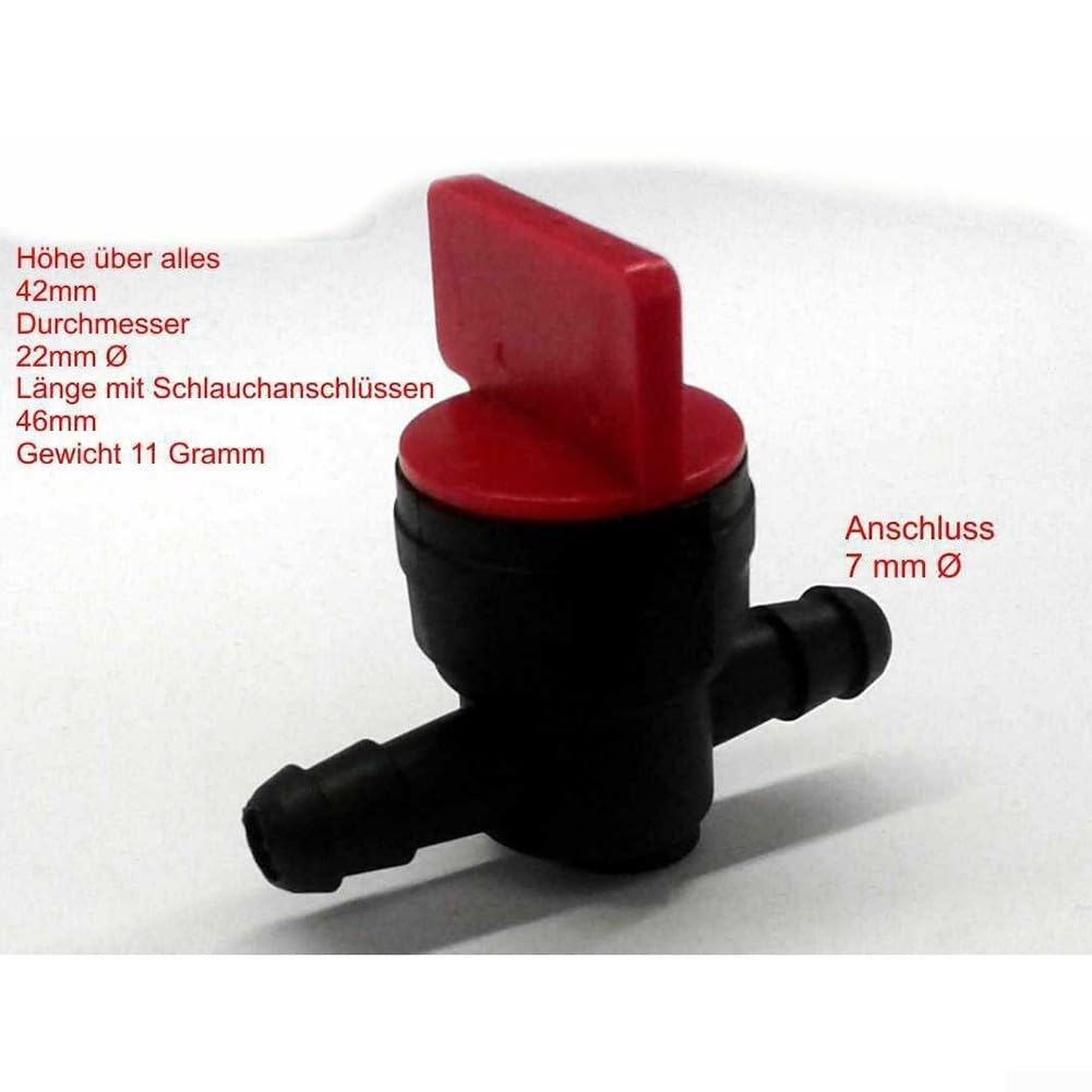 Rubinetto per benzina con 2 morsetti per tubo da 6-8 mm di diametro, valvola di arresto del carburante per gasolio, accessori per attrezzi da giardino, design leggero a bassa usura, altezza 42 mm