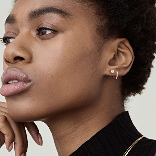 Kainier Women's 5 Pairs 14K Gold Plated Cz Stud Earrings Simulated Diamond Round Cubic Zirconia Hypoallergenic Ear Stud Set（5 Pairs) #TOP7