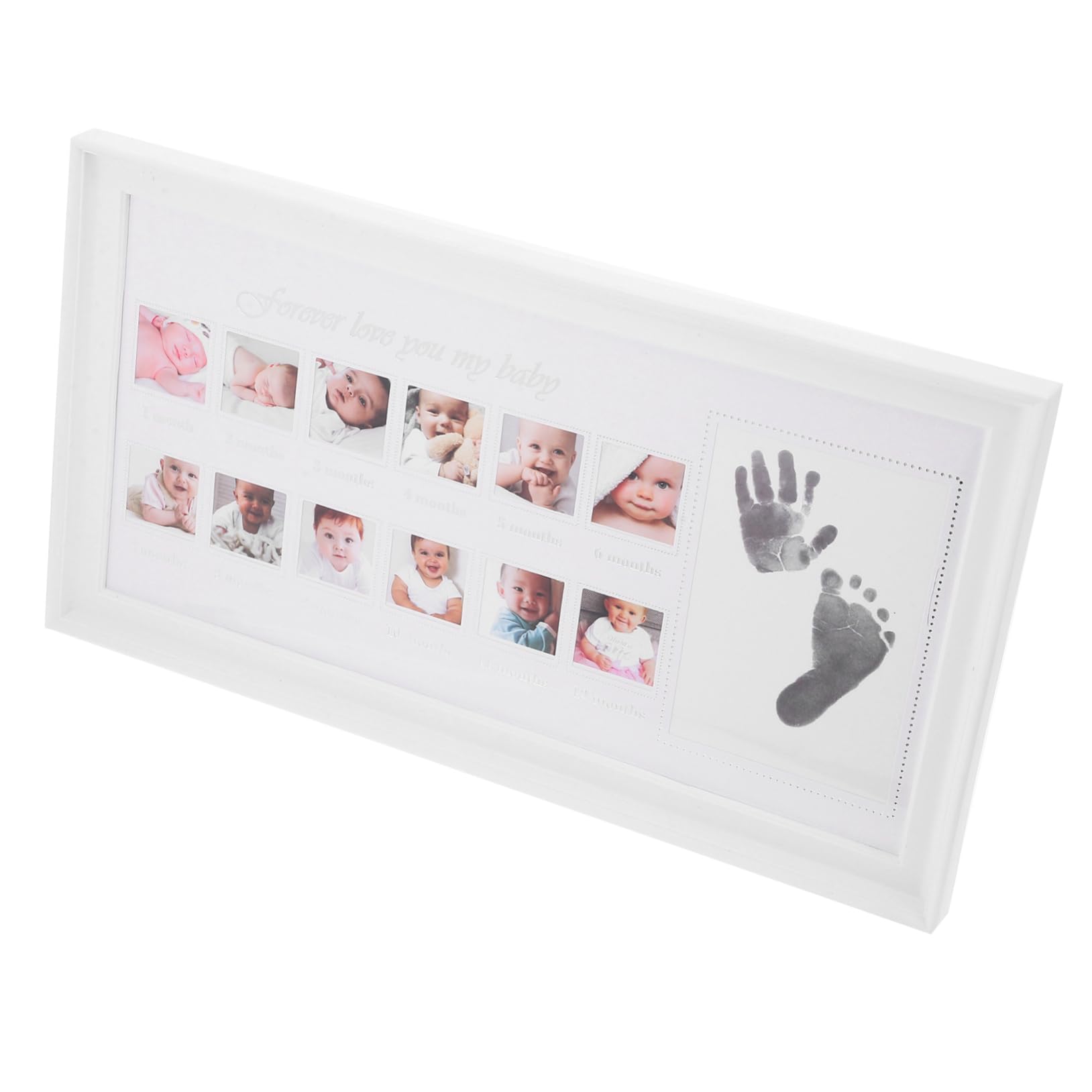 SUPVOX 12 Month Baby Growth Frame Infant Footprint Handprint Photo Frame Unique Baby Shower