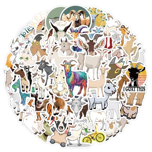 50pcs Cute Goat Stickers for Scrapbook Cartoon Stickers for Water