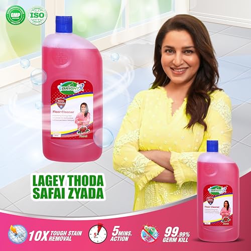 Image of BrightX Floral Floor Cleaner 1 Litre | Multipurpose Floor Cleaning Liquid | Long Lasting Floral Fragrance | Removes Dirt & Germs | Safe for Tiles, Marble & Granite Floors