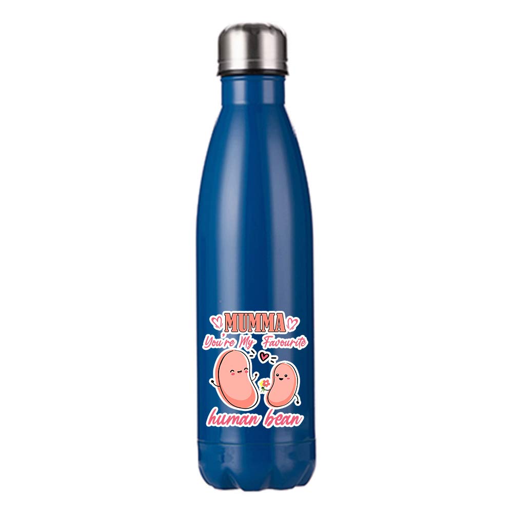 Getagift Women's Dark Blue Personalised With Mumma, Mum, Mummy, God Mother, Any Name You’re My Favourite Human Bean Mother’s Day, Birthday, 500 Ml-17 Oz Double Walled Insulated Stainless Steel Bottle. (Dark Blue)