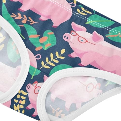 Wusikd Cartoon Pigs Girls' Underwear Cotton Pink Girls Briefs Soft Toddler Underwear 2T4