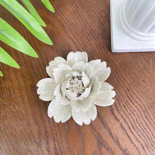 Image of Ceramic Flower Wall Art Decor, Artificial Flower Wall Sculpture,Handmade Ceramic Flowers for Home,Hallway,Living Room, Kitchen,Bathroom (Peony,Spotted Color, 3.55 inch)